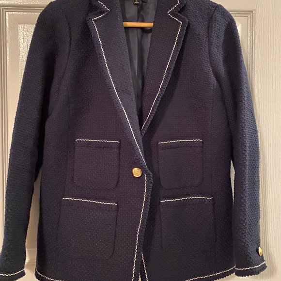 NWOT Talbots 8P Navy Tweed Blazer - Picture 5 of 8